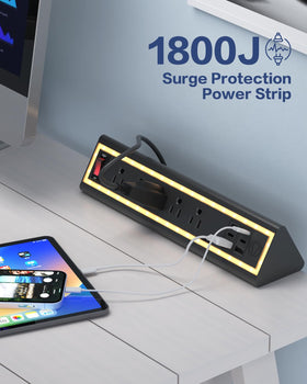 NYYTGE port close-up showing USB‑C and AC outlets for fast charging