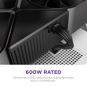 NZXT 12VHPWR adapter cable connectors close-up with 12+4 to dual 8-pin