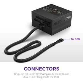 NZXT 12VHPWR adapter cable connects GPU to PSU during RTX 40 Series setup
