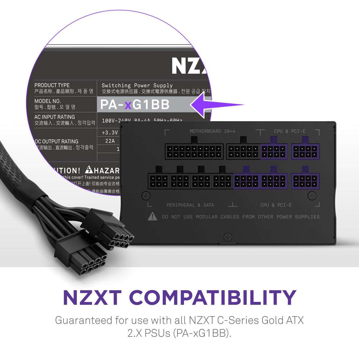 NZXT 12VHPWR adapter cable packaging and included accessories