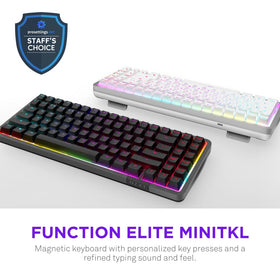 NZXT Function Elite MiniTKL Black keycaps closeup emphasizes durable typing feel