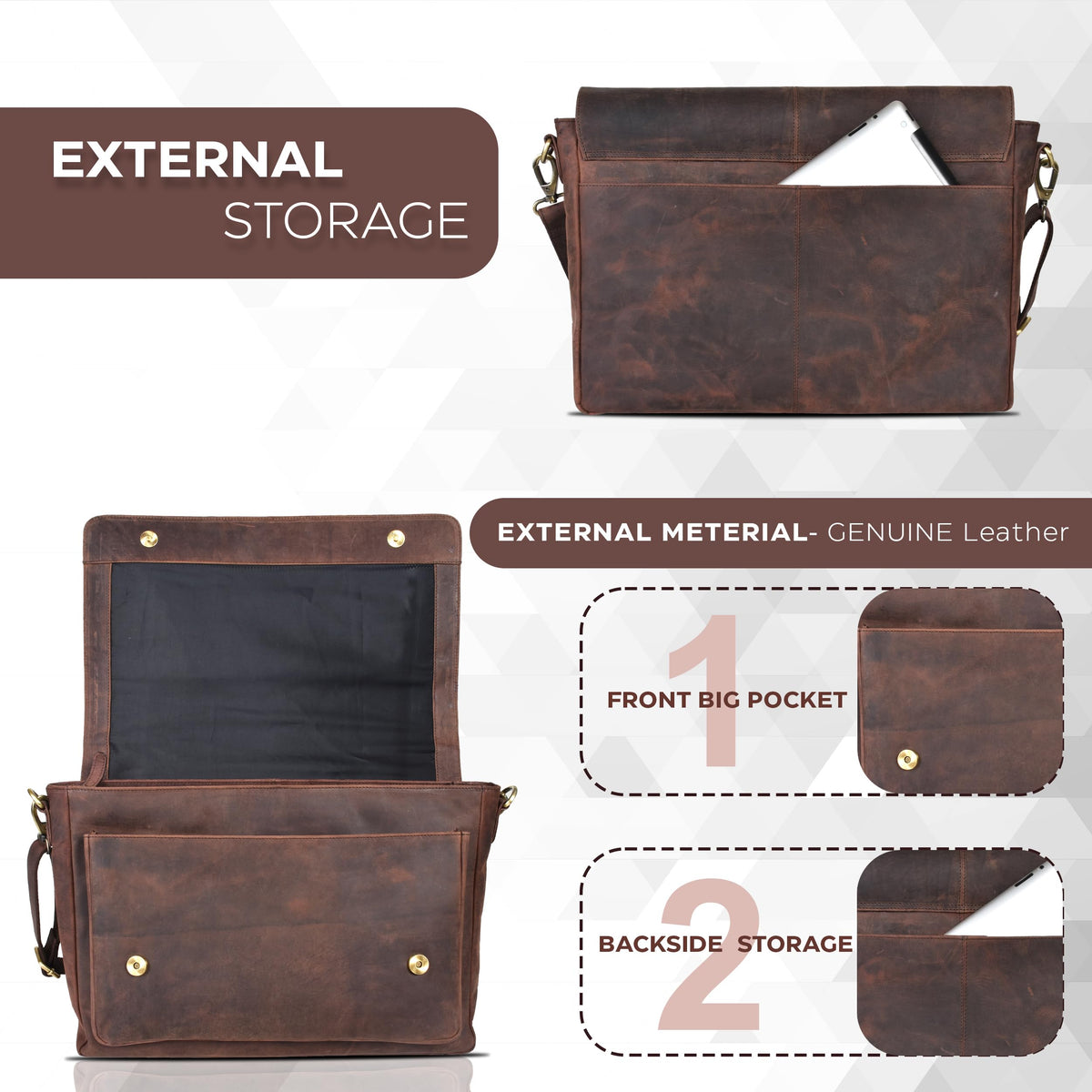 Oak Leathers adjustable strap offers comfortable carry for long days