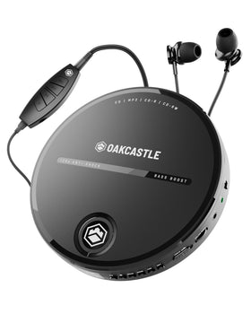 Oakcastle CD10 front view: compact portable design for on-the-go listening.
