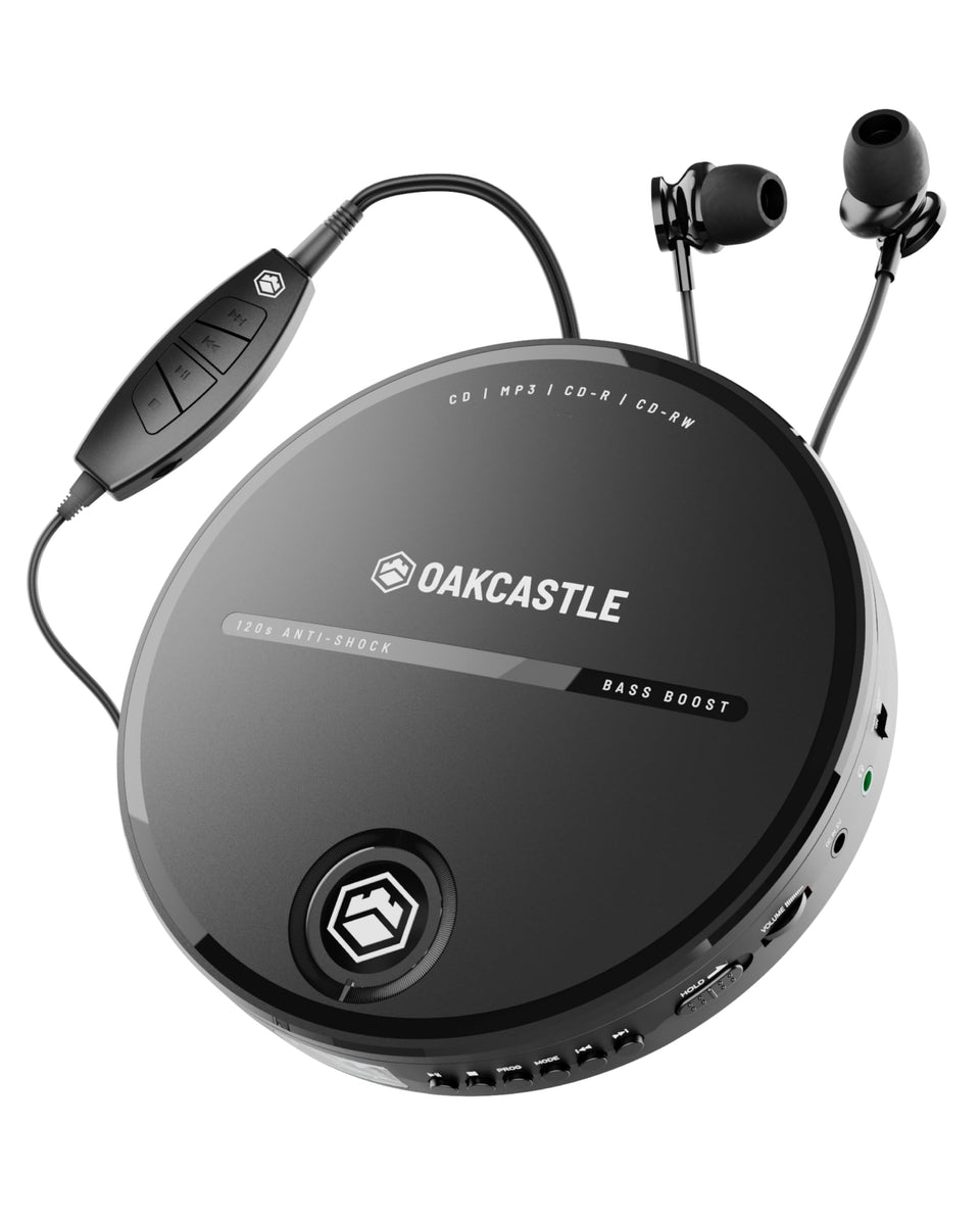 Oakcastle CD10 front view: compact portable design for on-the-go listening.