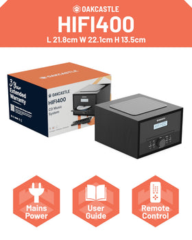 Oakcastle Hifi400 remote control included for easy adjustments