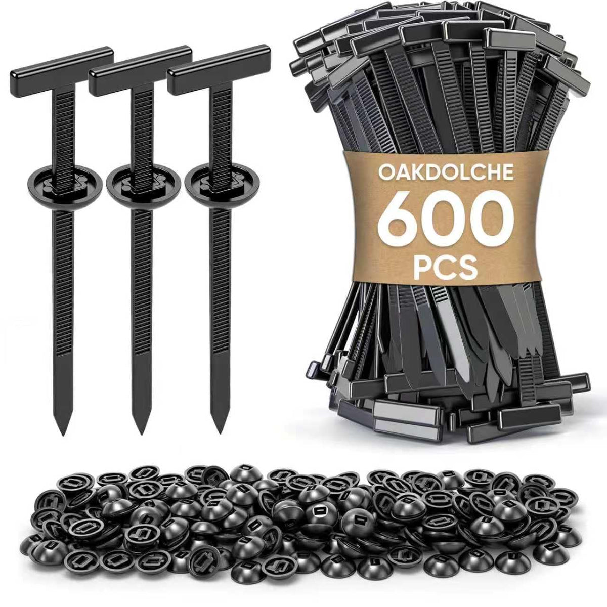 Oakdolche nylon cable ties 600pc pack for versatile car and home use.