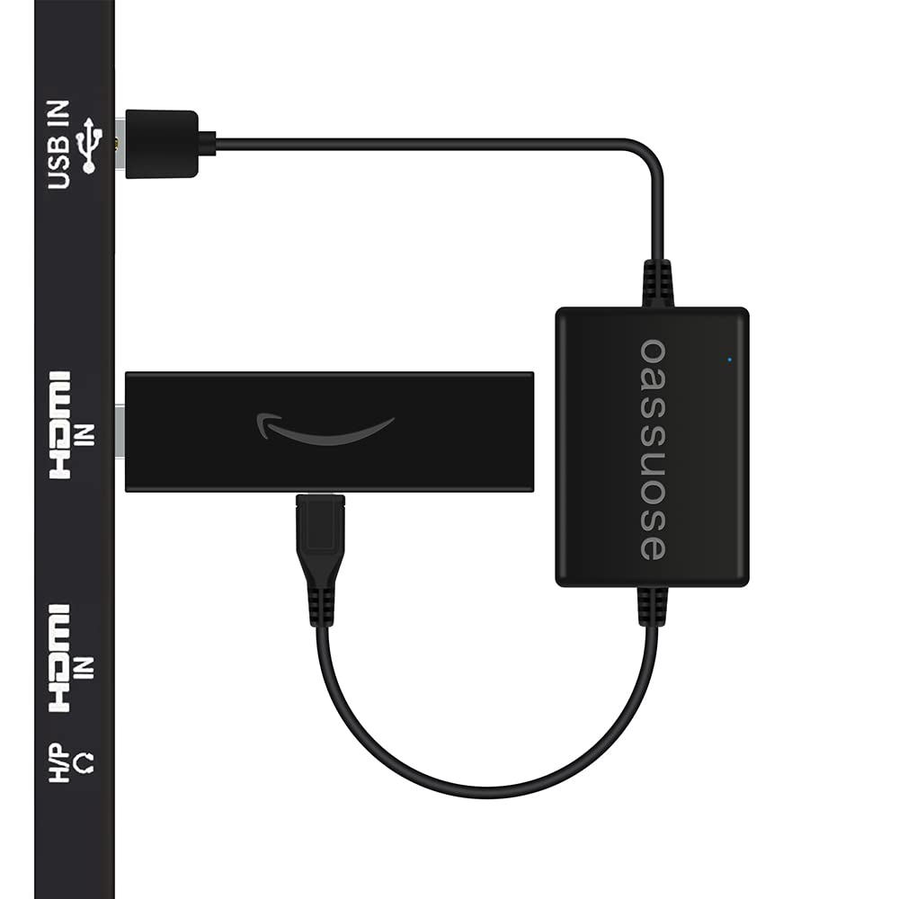 Oassuose Fire Stick power stabilizer powers from the TV USB port for a neat setup