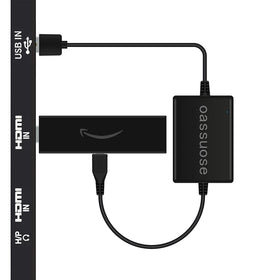 Oassuose Fire Stick power stabilizer powers from the TV USB port for a neat setup