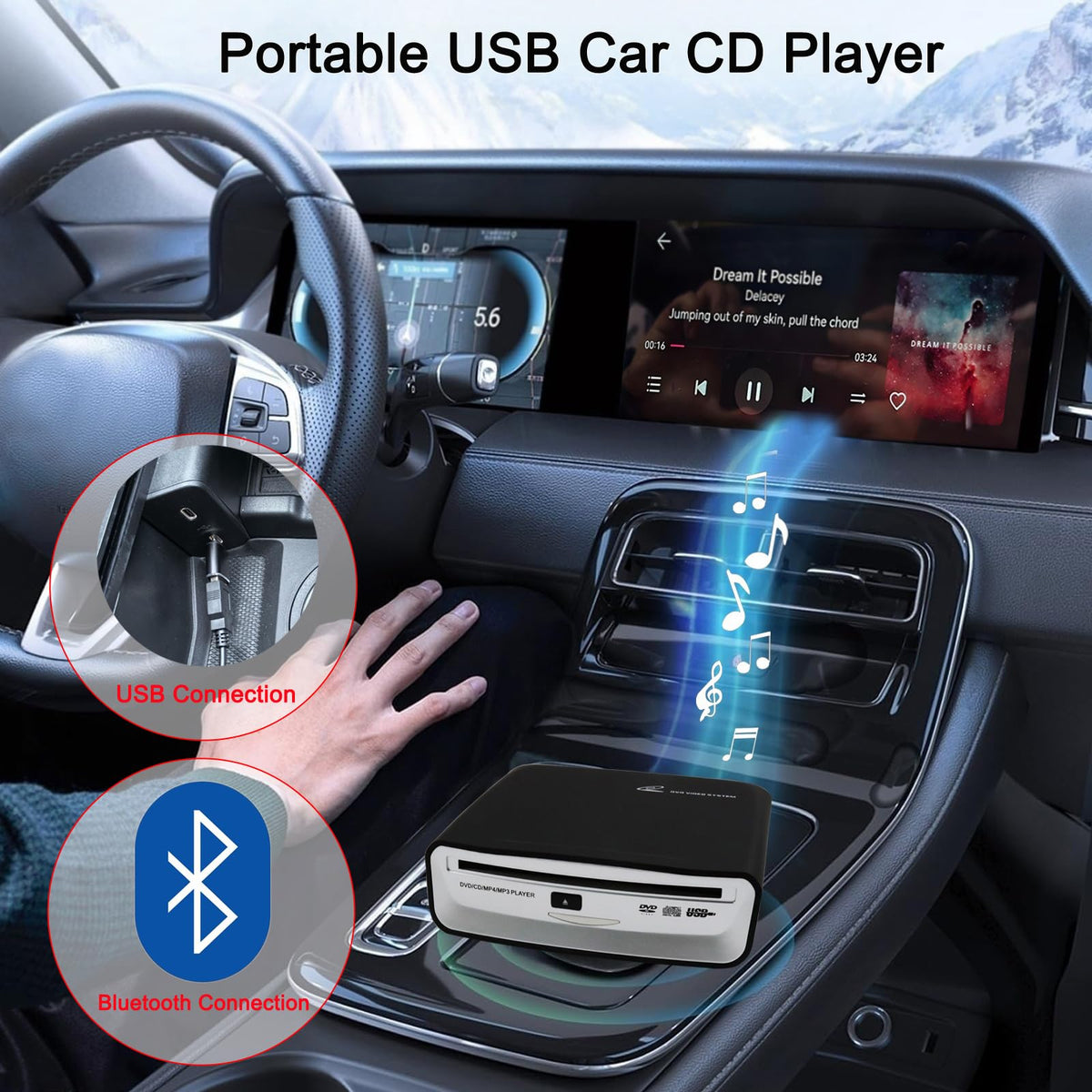 OAUW with disk tray open illustrating CD insertion and reading mechanism