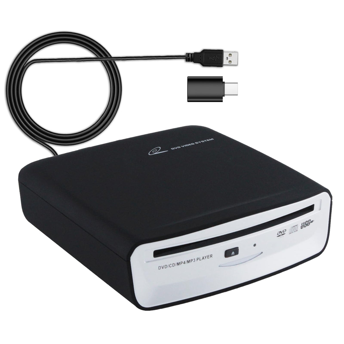 OAUW USB car CD player front view, compact and plug-and-play for quick car setup