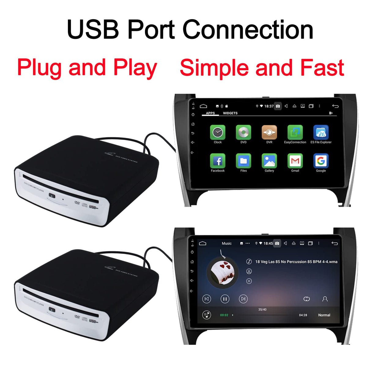 OAUW USB car CD player side ports ready for USB connections across devices