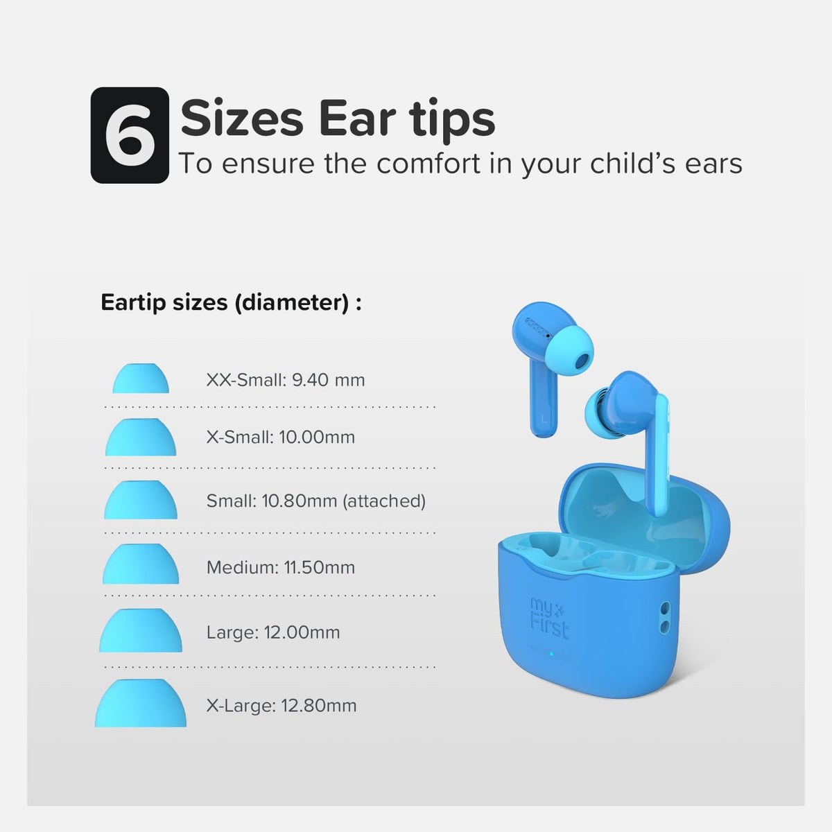 Oaxis earbuds worn by child showing secure fit for active kids