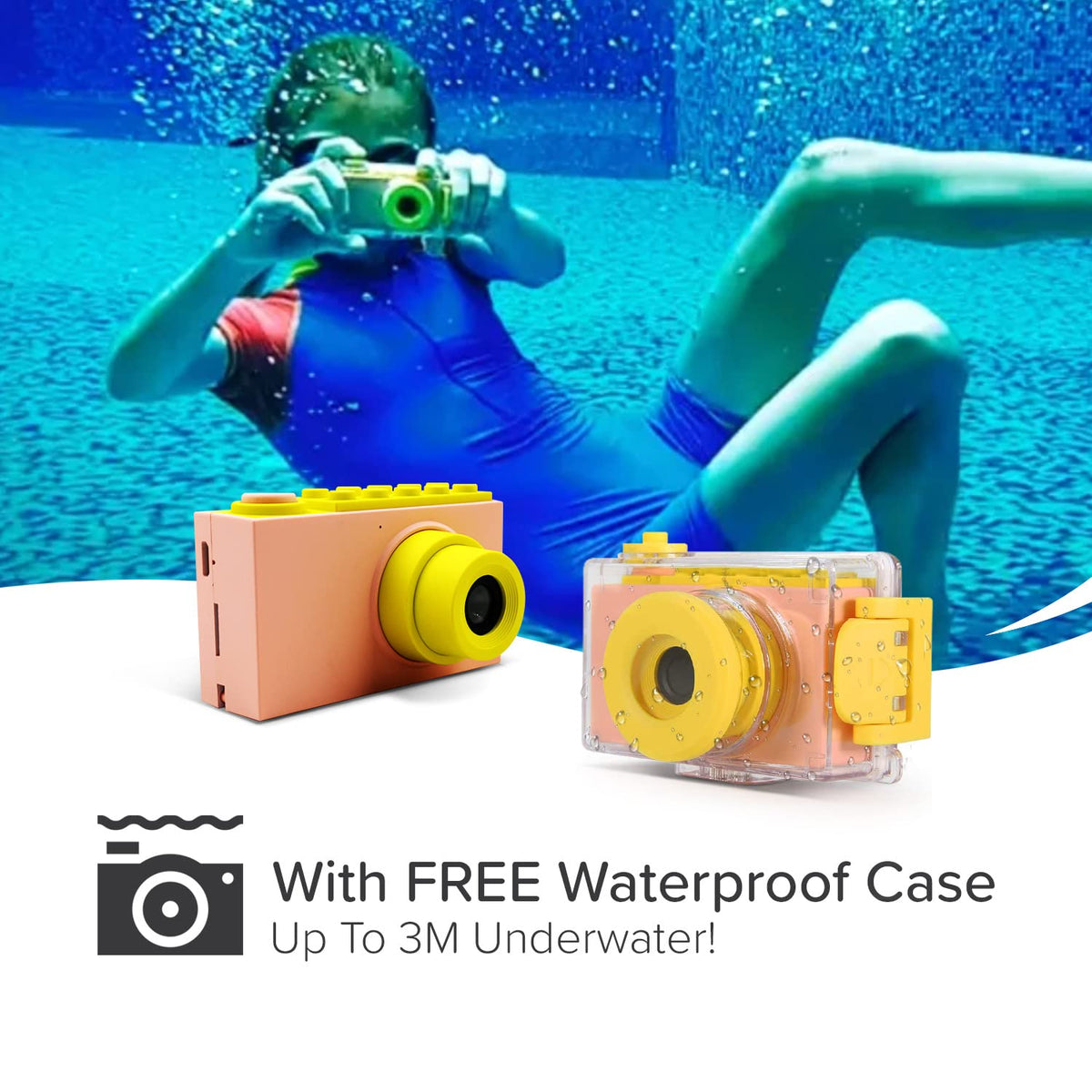Oaxis myFirst Camera 2 in a toddler's hand showing ergonomic grip and easy handling