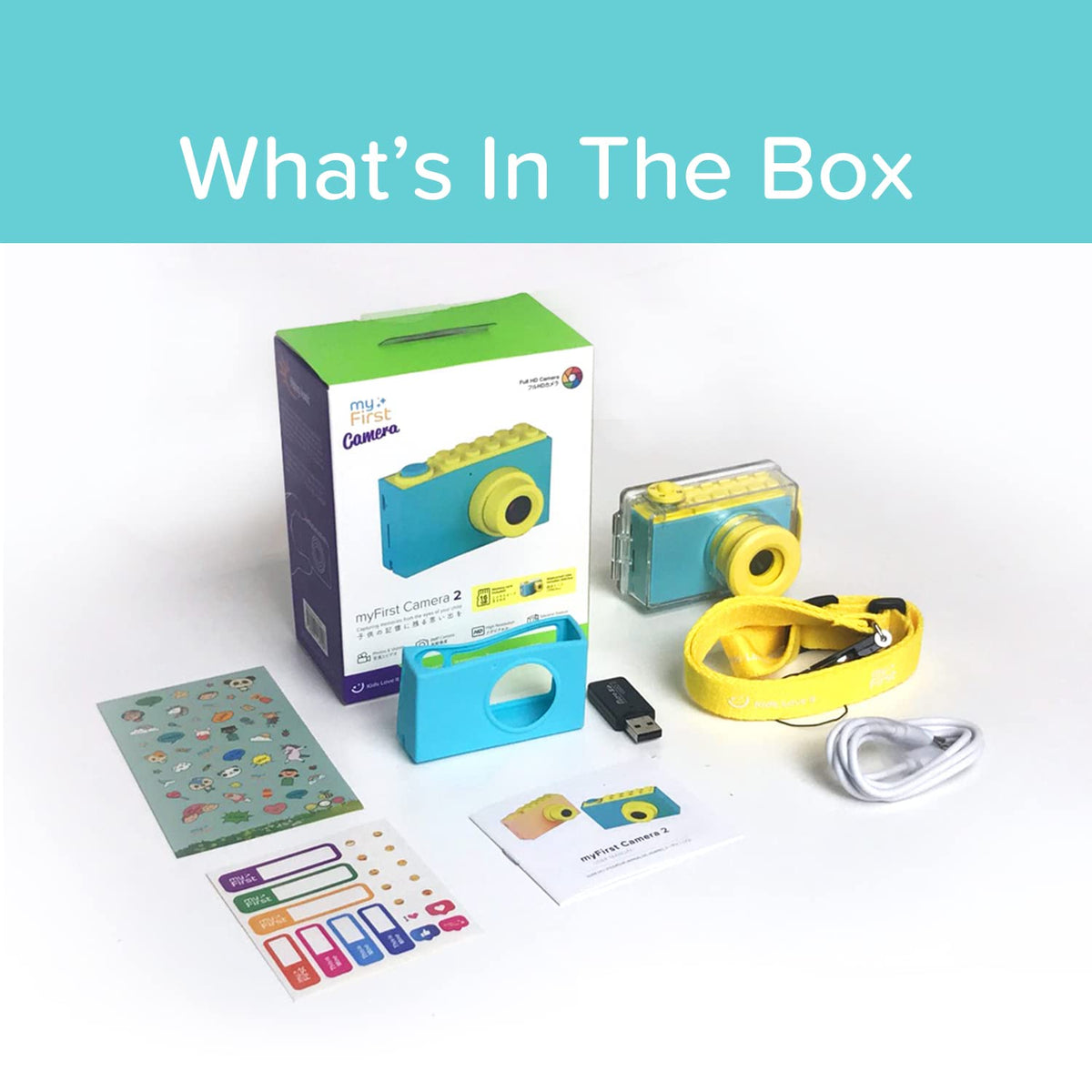 Oaxis myFirst Camera 2 held in a child’s hand to show size and ergonomic design