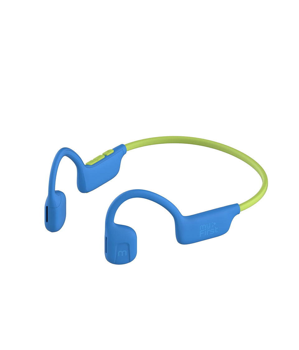 Oaxis myFirst front view showing headset fit and safe-volume design benefits