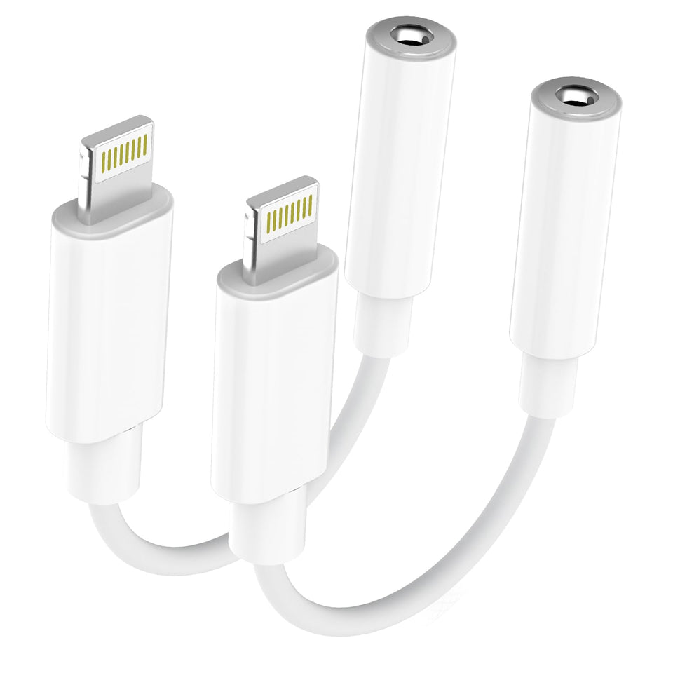 Obcxin Apple MFi Lightning to 35mm dongle two-pack for reliable audio on the go.
