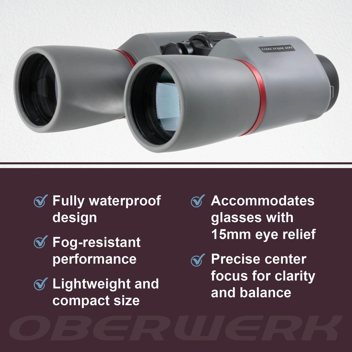 Oberwerk Explore 10x50 binoculars waterproof design protects optics in rain and humidity