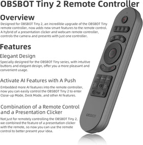 OBSBOT remote used during presentation to control camera and slides seamlessly