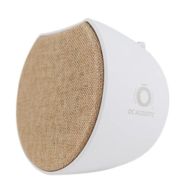 OC Acoustic Newport plug-in outlet speaker Champagne front view showing space-saving design