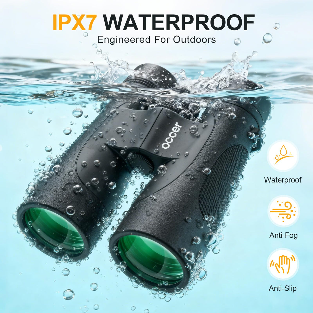 Occer 10x42 binoculars eyepiece 20mm provides wide true view for fast-moving subjects.