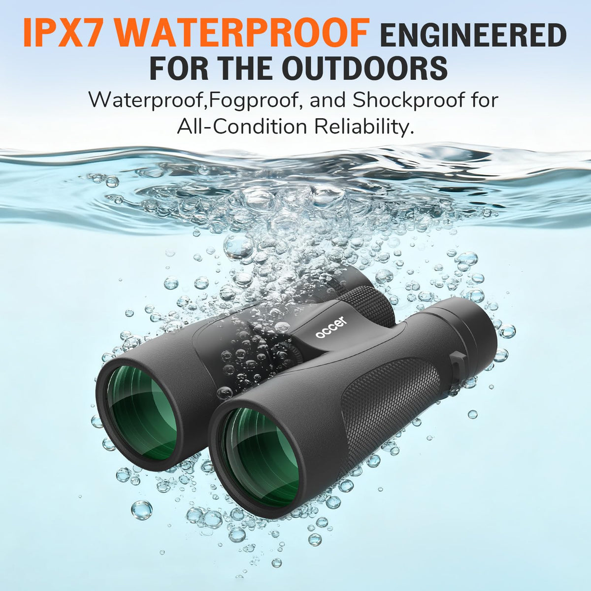 Occer 12x50 binoculars detailed objective lenses for bright, crisp distant views.