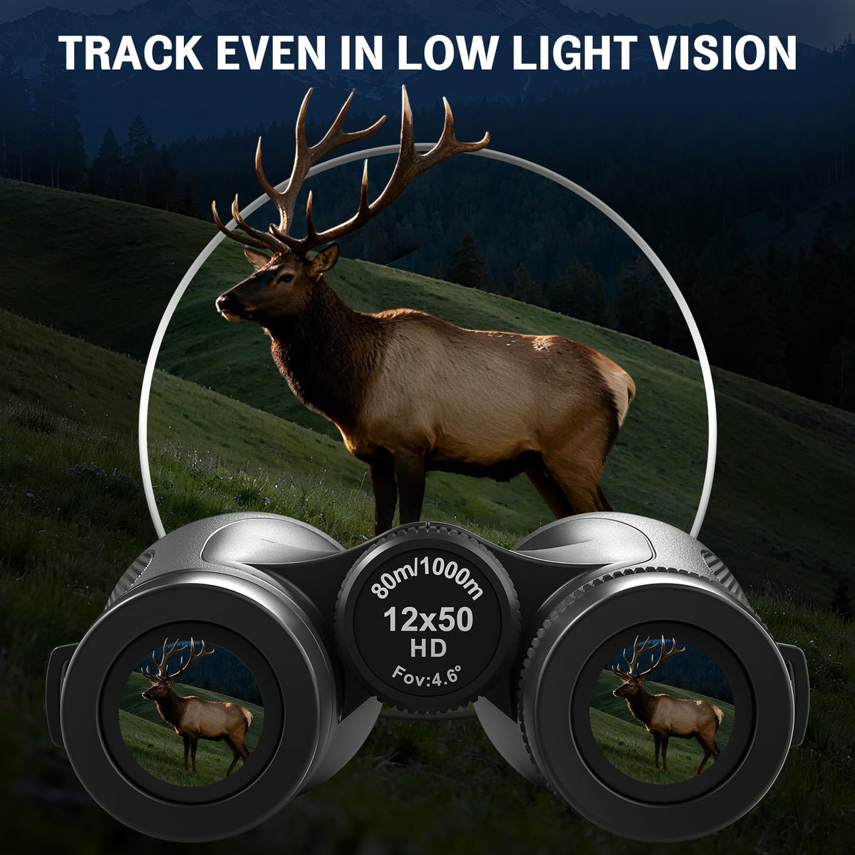 Occer 12x50 binoculars focus wheel and 16mm eye relief for comfort.
