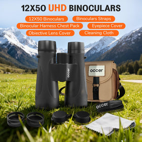 Occer 12x50 binoculars rubber armor provides secure grip in rugged conditions.