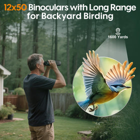 occer binoculars in hand for scale to show 12x50 power and comfortable carry benefit