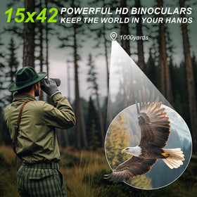 occer binoculars in use bird watching on a trail showing steady tracking benefit