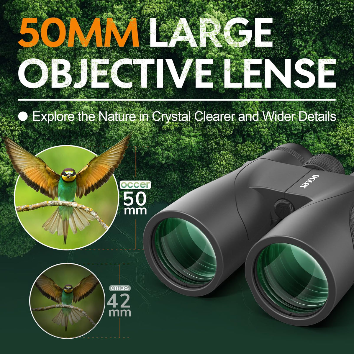occer close-up of objective lens coatings showing clarity and increased light transmission