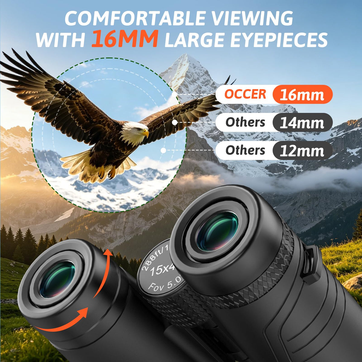 occer objective lenses with coatings emphasizing brighter low-light performance