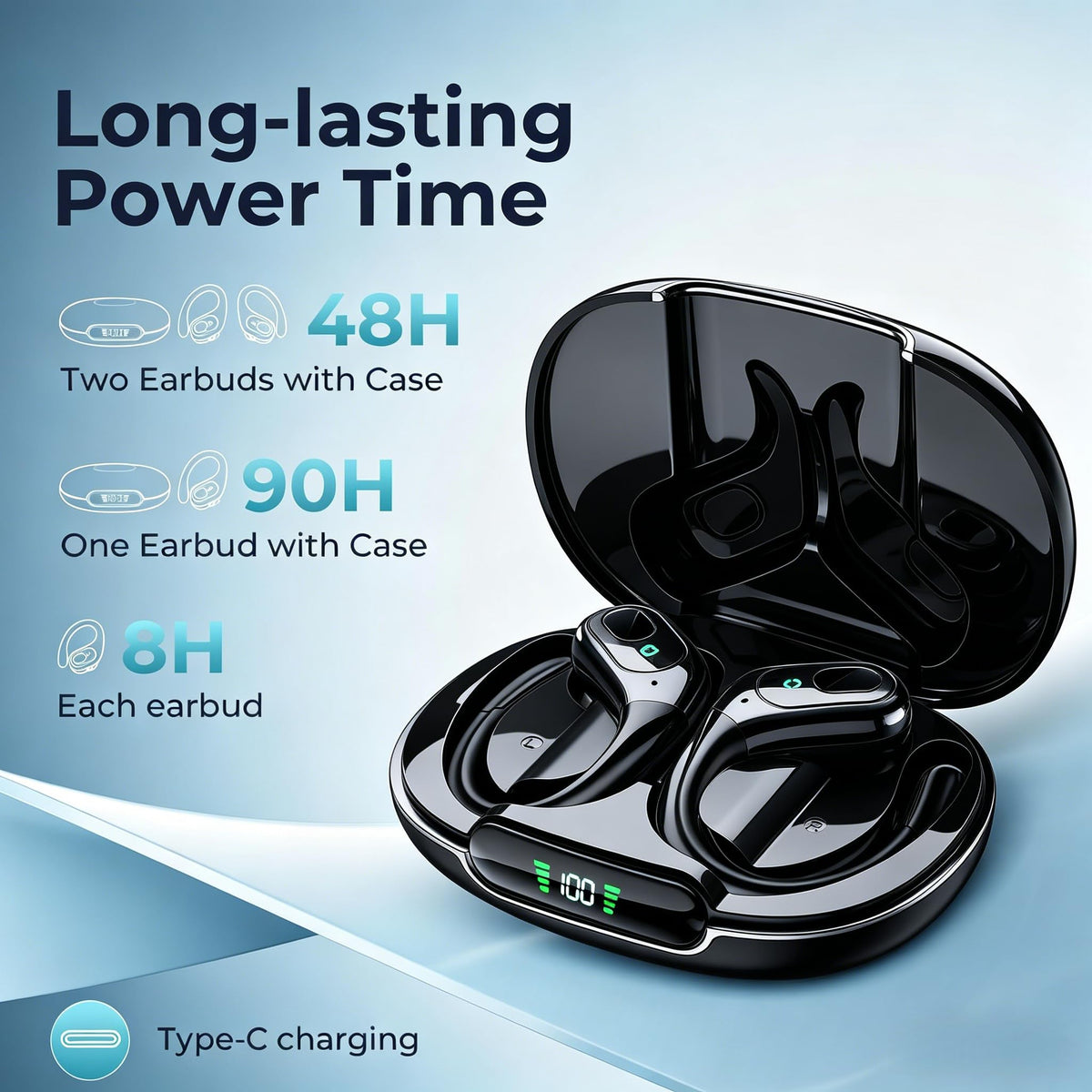 occiam charging case digital display showing battery level benefit