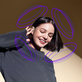 occiam close-up of earbud driver and ear hook highlights secure fit benefit