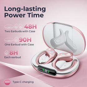 occiam earbuds in open charging case showing battery display benefit