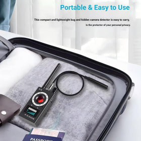 Ocdonor scanning a hotel room to locate hidden cameras and trackers