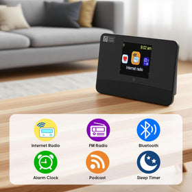 Ocean Digital WR-03M Bluetooth pairing connects to external speakers for wireless listening.