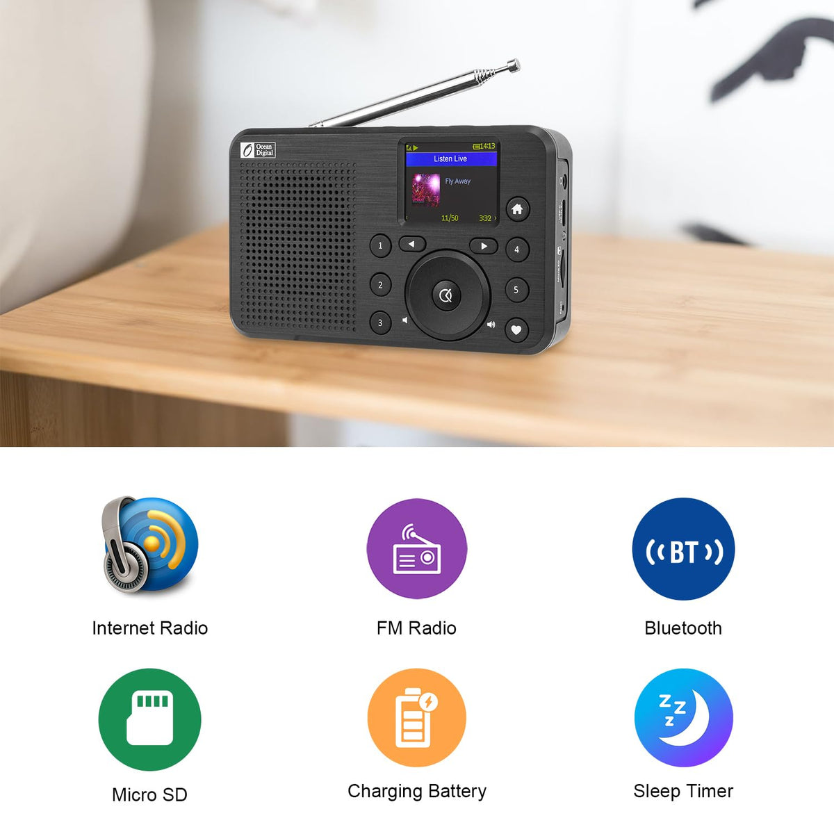 Ocean Digital WR-18 five preset buttons for quick station access
