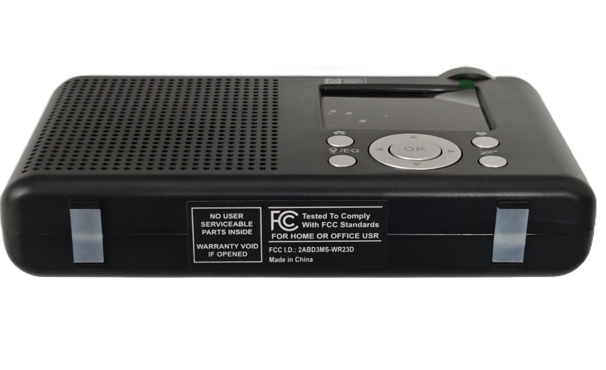 Ocean Digital WR-23F portable compact body fits easily on shelves and in bags.