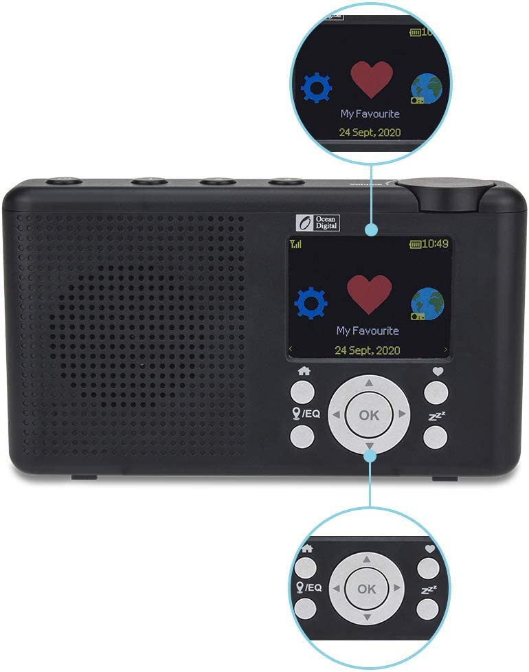 Ocean Digital WR-23F Wi-Fi Bluetooth controls enable seamless streaming and device pairing.