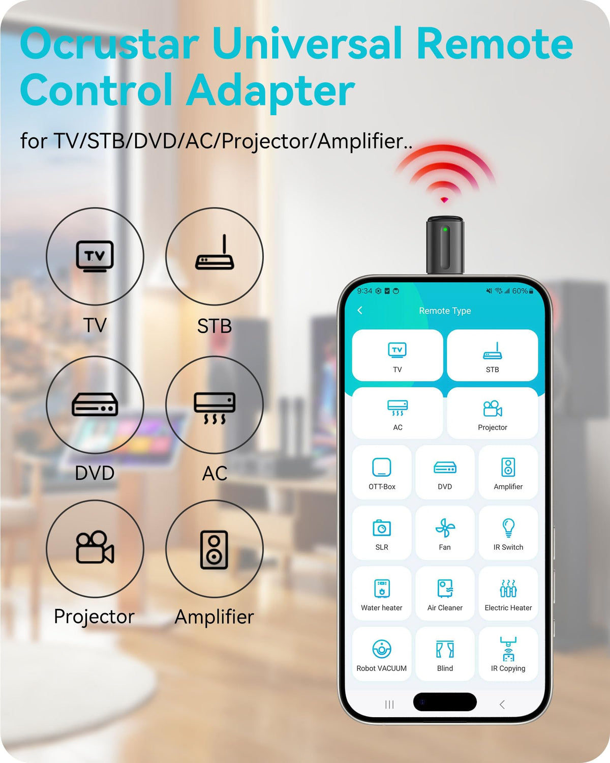 OCRUSTAR iPhone lightning plug remote illustrating iOS compatibility