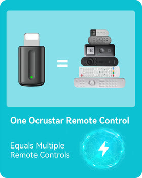 OCRUSTAR portable leather case with key ring beside remote adapter, signaling on-the-go use