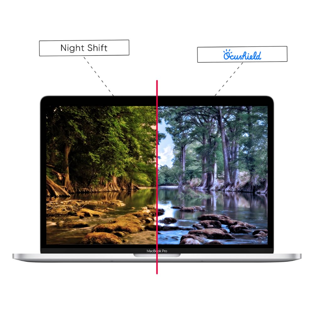 Ocushield side-angle demonstrating privacy filter reducing side visibility benefit