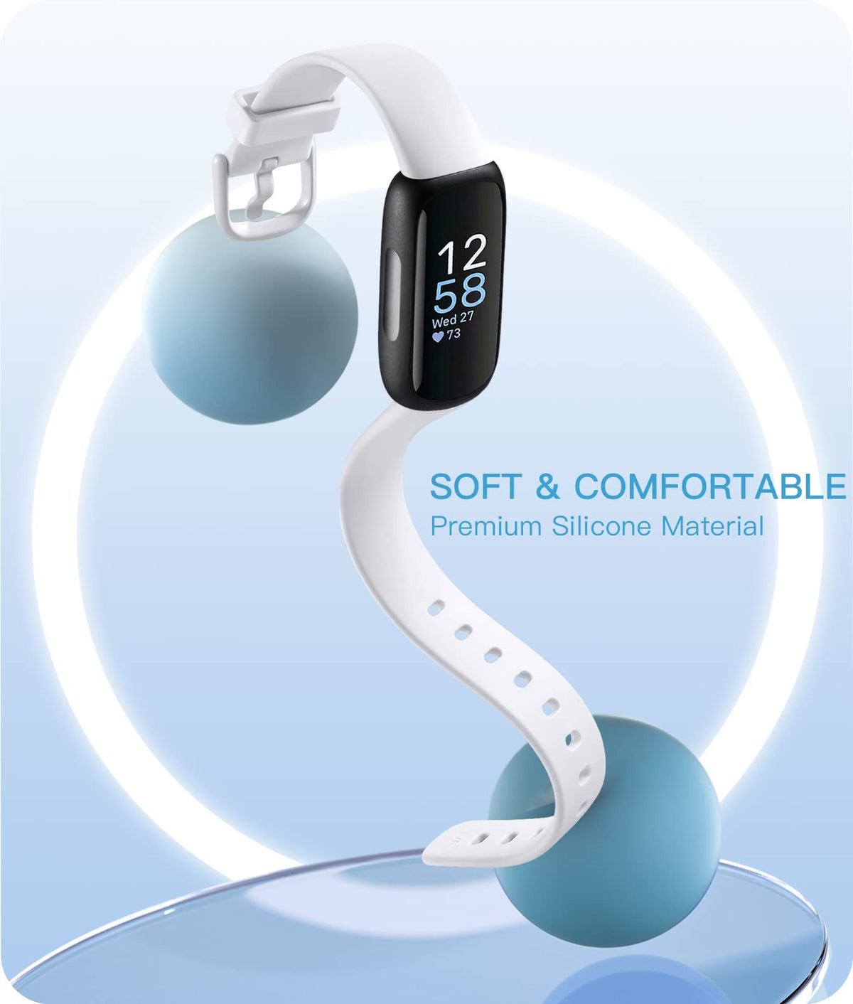 Odbeai Inspire 3 small-size band fits wrists 5.5 to 7.1 inches.