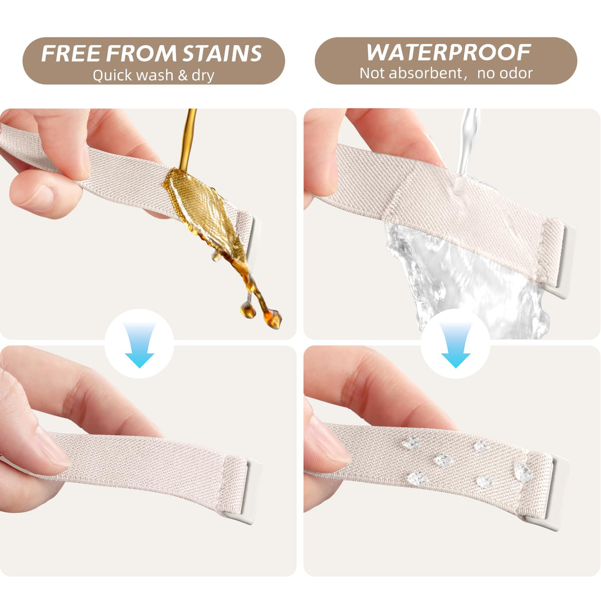 Odbeai Sense 2 elastic nylon band with waterproof coating on wrist.