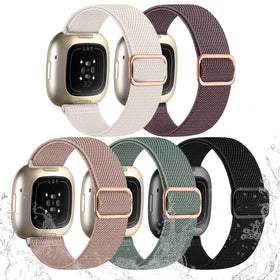 Odbeai Versa 3 stretchy nylon band in black for everyday comfort.