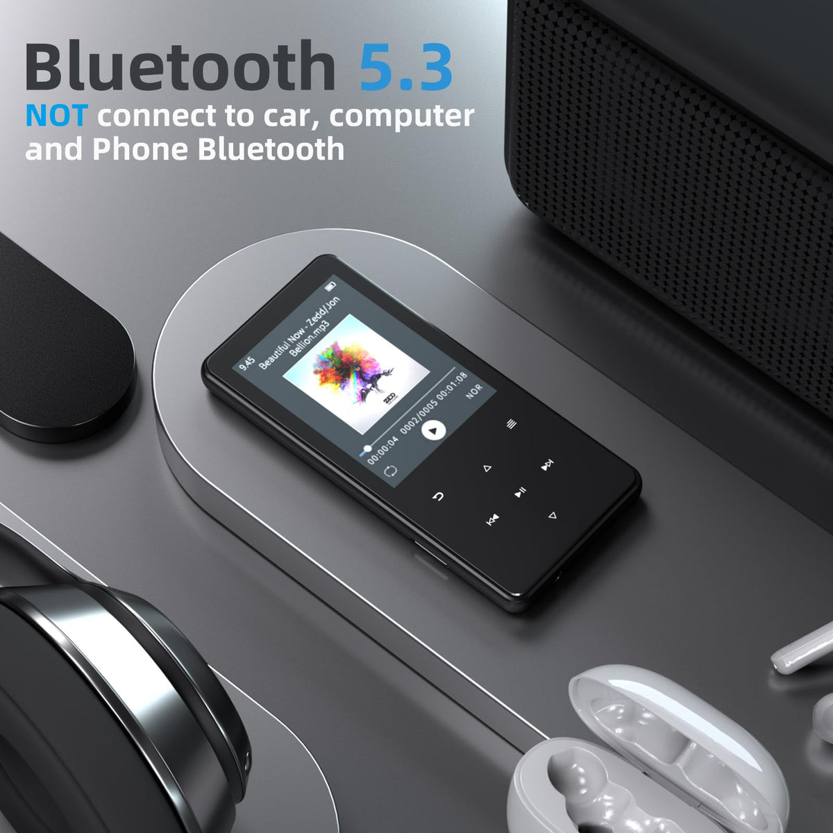 ODEJOI 2.4-inch HD screen showcases album art and menus clearly.