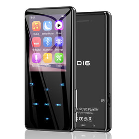 ODEJOI 64GB MP3 player with Bluetooth enables wireless listening on the go.