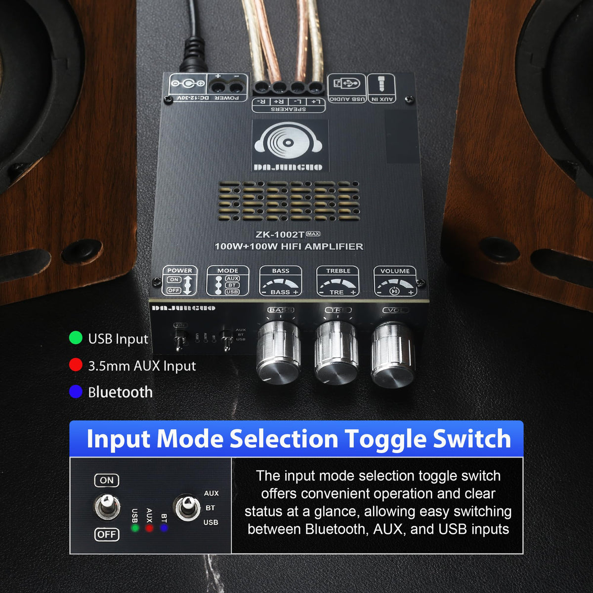 ODEKTOOY back panel ports showing speaker and power connections benefit
