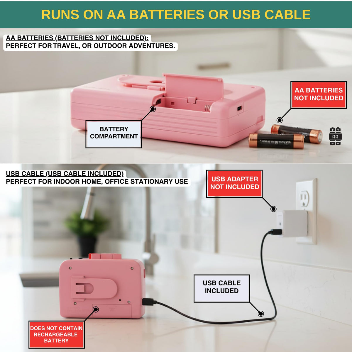 ODEO cassette player with AUX In port for external devices