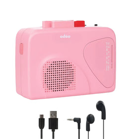 ODEO cassette tape player front view with built-in speaker for shared listening
